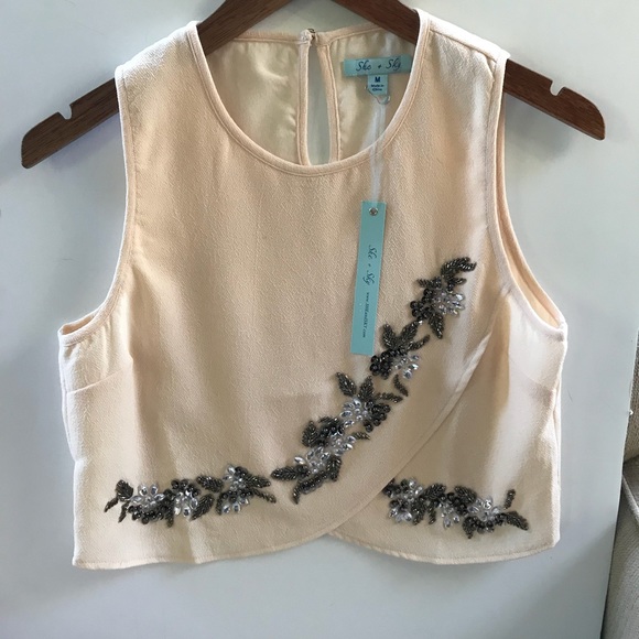 SLEEVELESS EMBELLISHED CROP TOP - Picture 5 of 6